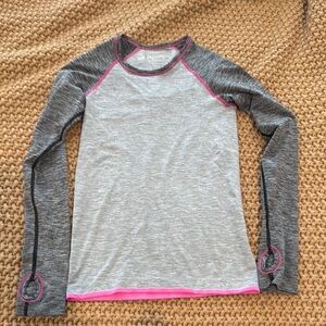Gray and Pink Long Sleeve Shirt